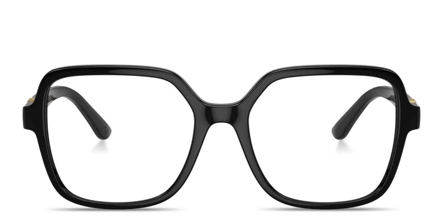 Shop Dolce & Gabbana DG Oversized Wide Square Eyeglasses in Black online.