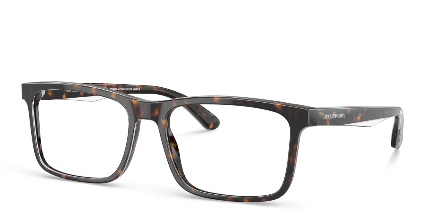 Emporio Armani Wide Pillow Eyeglasses in Havana – Product Photo 1