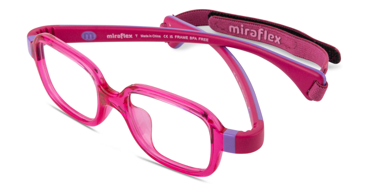 Mira Flex Kids Rectangle Eyeglasses in Dark Pink – Product Photo 1