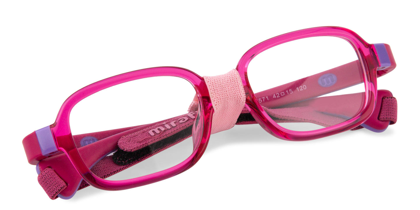 Mira Flex Kids Rectangle Eyeglasses in Dark Pink – Product Photo 3