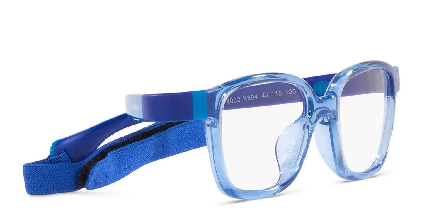 Shop Mira Flex Logo Kids Square Eyeglasses in Light Blue online.