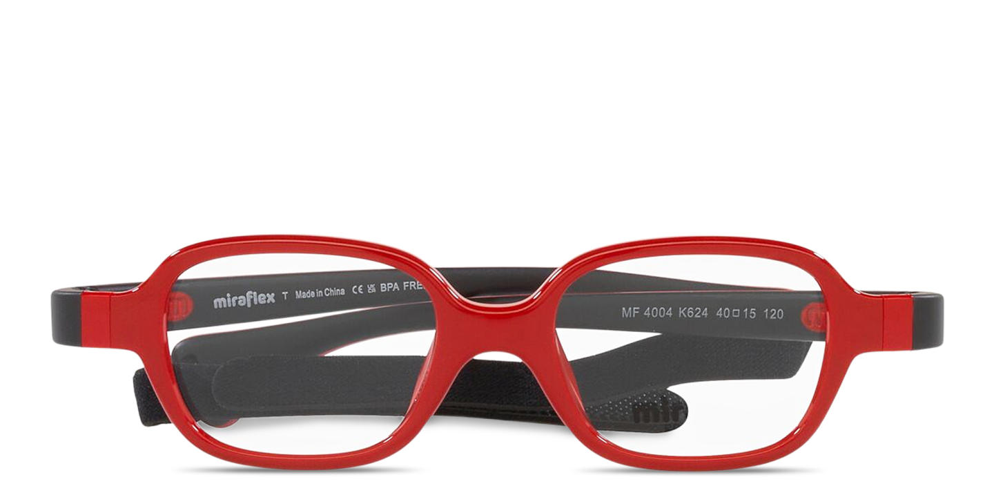 Shop Mira Flex Logo Kids Rectangle Eyeglasses in Black & Red online.
