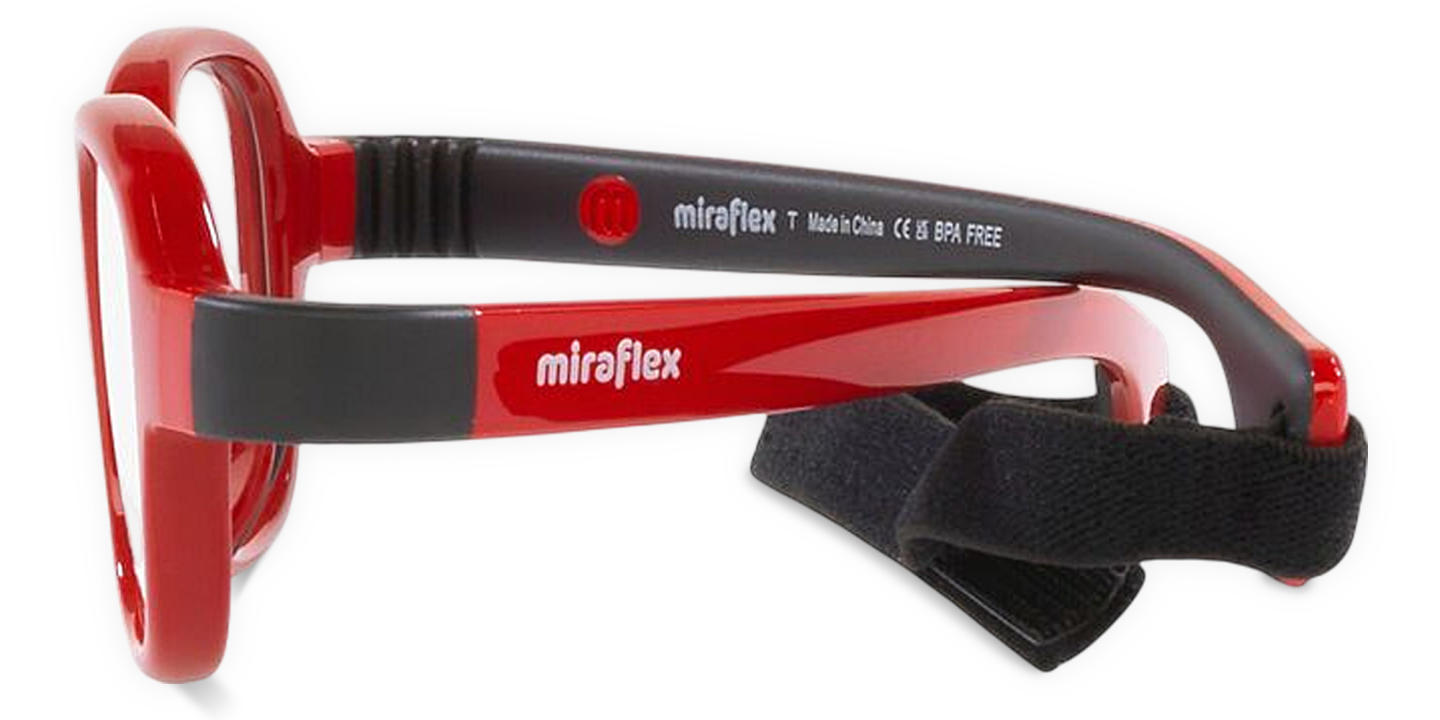 Shop Mira Flex Logo Kids Rectangle Eyeglasses in Black & Red online.