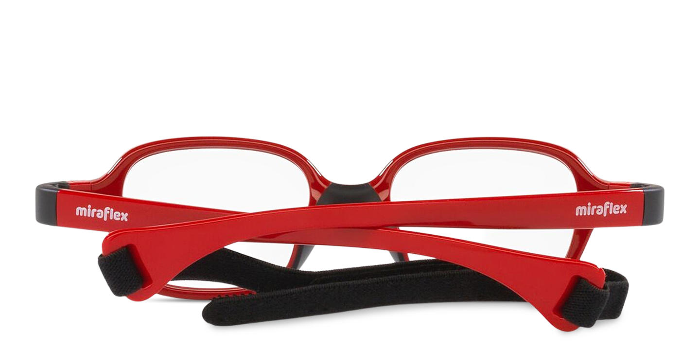 Shop Mira Flex Logo Kids Rectangle Eyeglasses in Black & Red online.