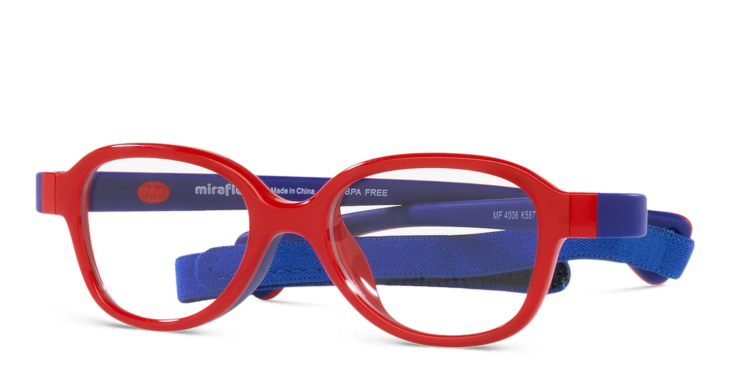 Shop Mira Flex Logo Kids Square Eyeglasses in Red online.