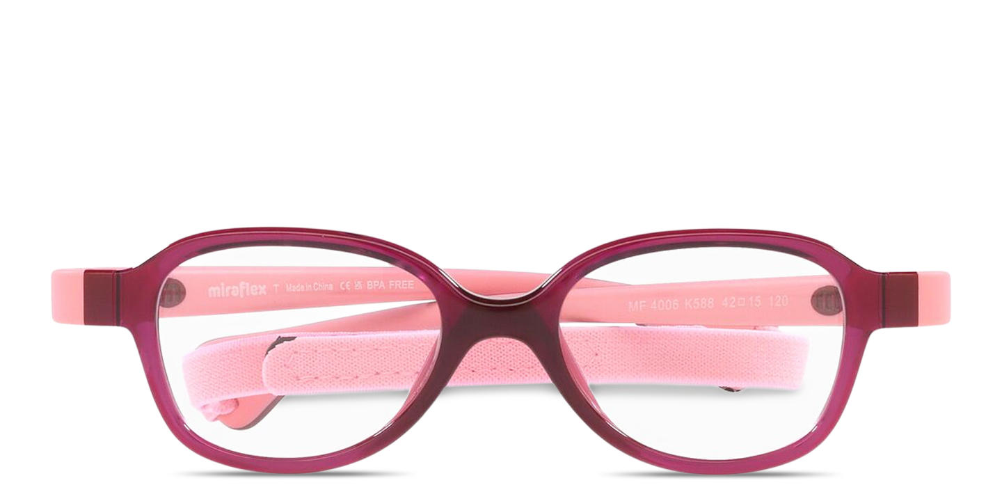 Shop Mira Flex Logo Kids Square Eyeglasses in Burgundy online.