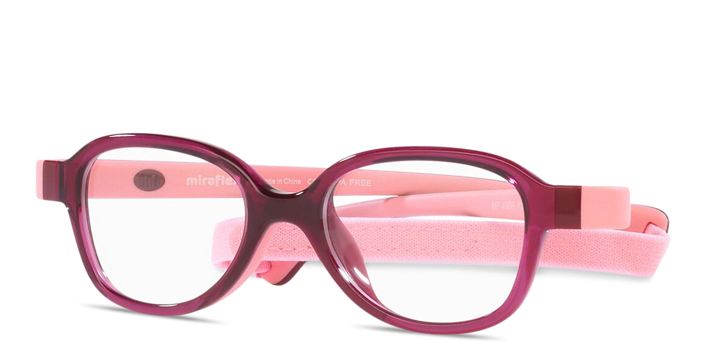 Shop Mira Flex Logo Kids Square Eyeglasses in Burgundy online.