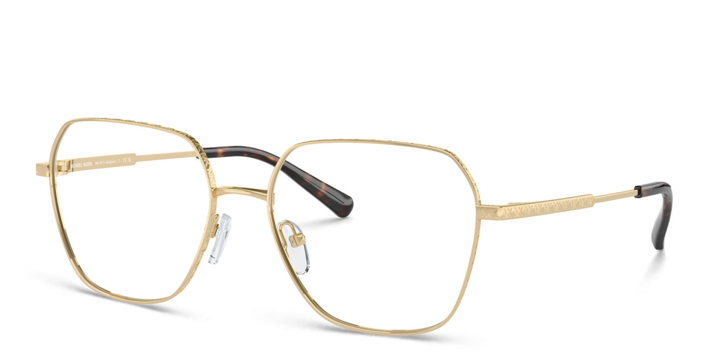 Shop Michael Kors Avignon Wide Square Eyeglasses in Gold online.