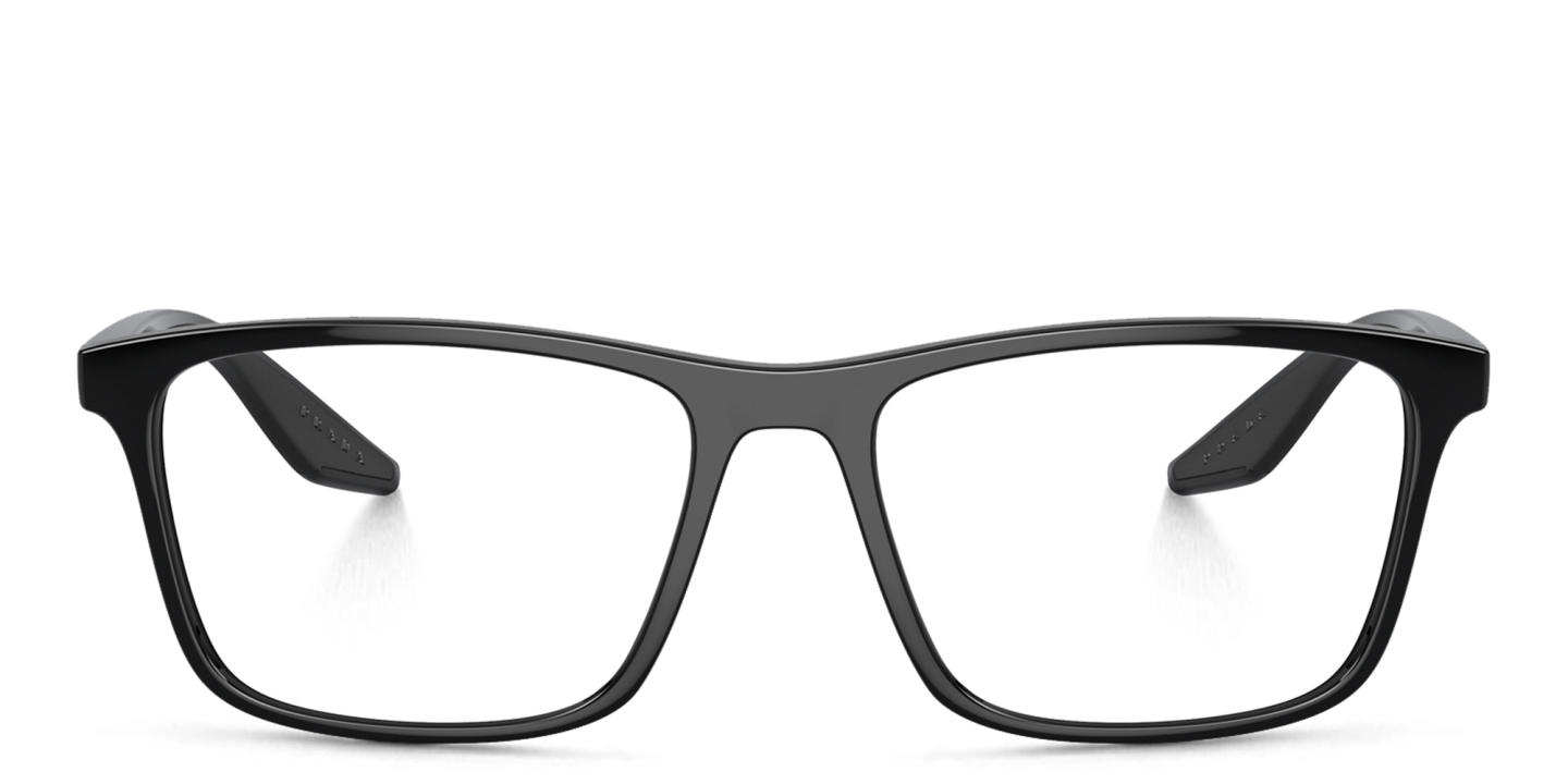 Shop Prada Linea Rossa Wide Pillow Eyeglasses in Black online.
