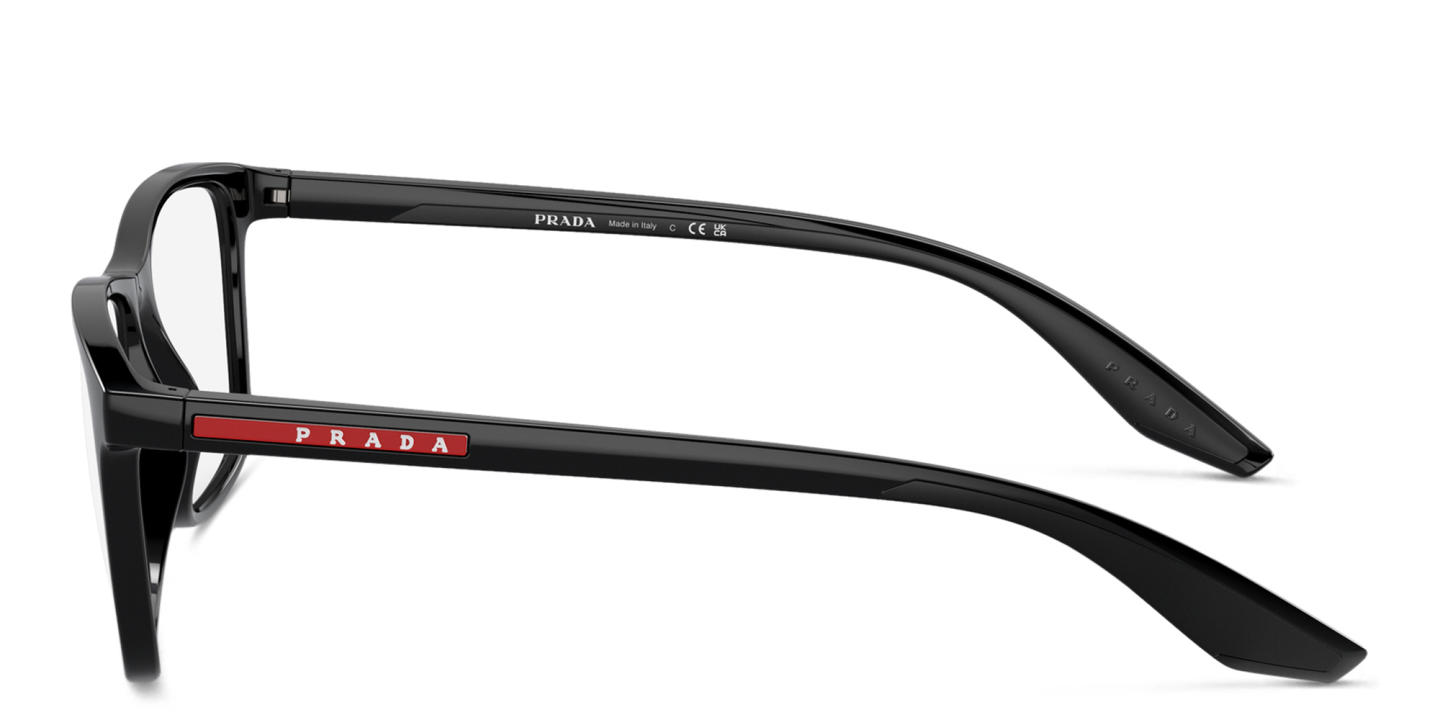 Shop Prada Linea Rossa Wide Pillow Eyeglasses in Black online.