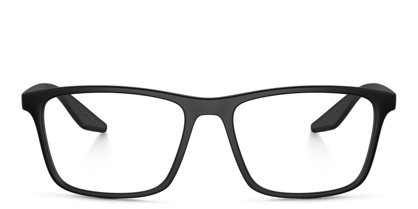 Prada Linea Rossa Wide Pillow Eyeglasses in Black Rubber – Product Photo 0