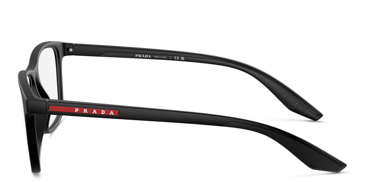 Prada Linea Rossa Wide Pillow Eyeglasses in Black Rubber – Product Photo 2