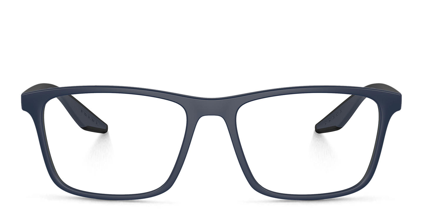 Prada Linea Rossa Wide Pillow Eyeglasses in Blue Rubber – Product Photo 0