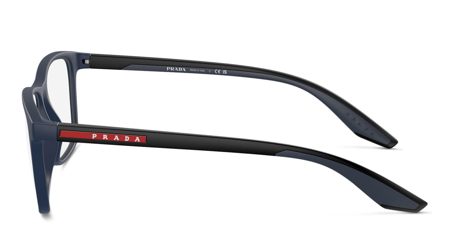 Prada Linea Rossa Wide Pillow Eyeglasses in Blue Rubber – Product Photo 2