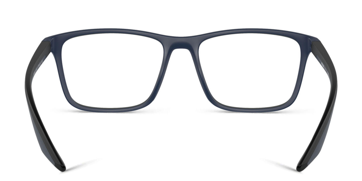 Prada Linea Rossa Wide Pillow Eyeglasses in Blue Rubber – Product Photo 3