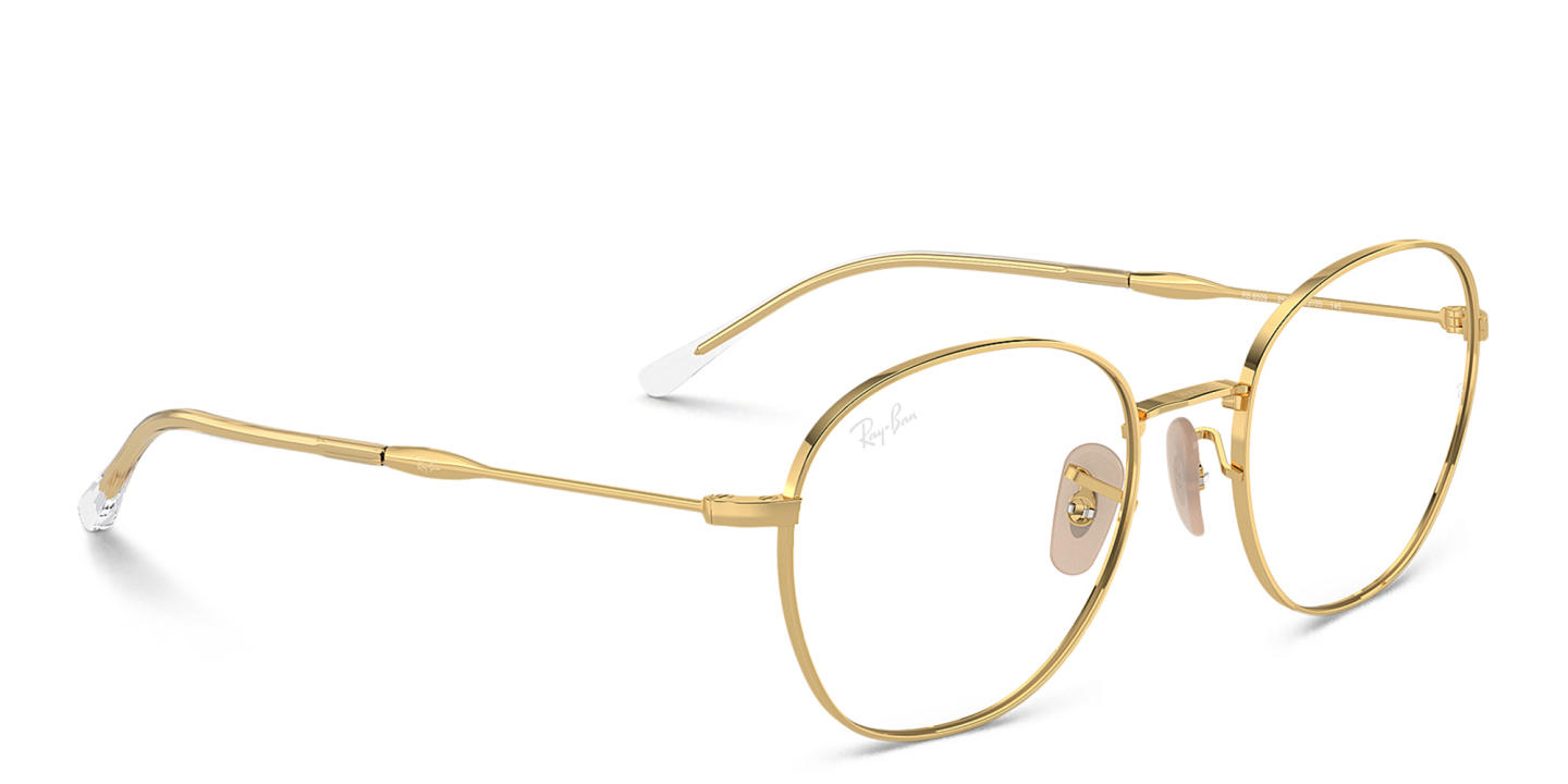 Shop Ray-Ban Optics Unisex Panthos Eyeglasses in Gold online.
