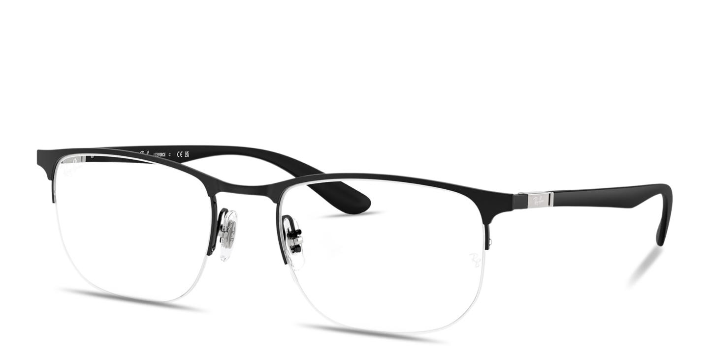 Shop Ray-Ban Optics Unisex Half-Rim Irregular Eyeglasses in Matte Black online.