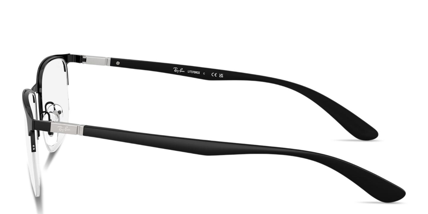 Shop Ray-Ban Optics Unisex Half-Rim Irregular Eyeglasses in Matte Black online.