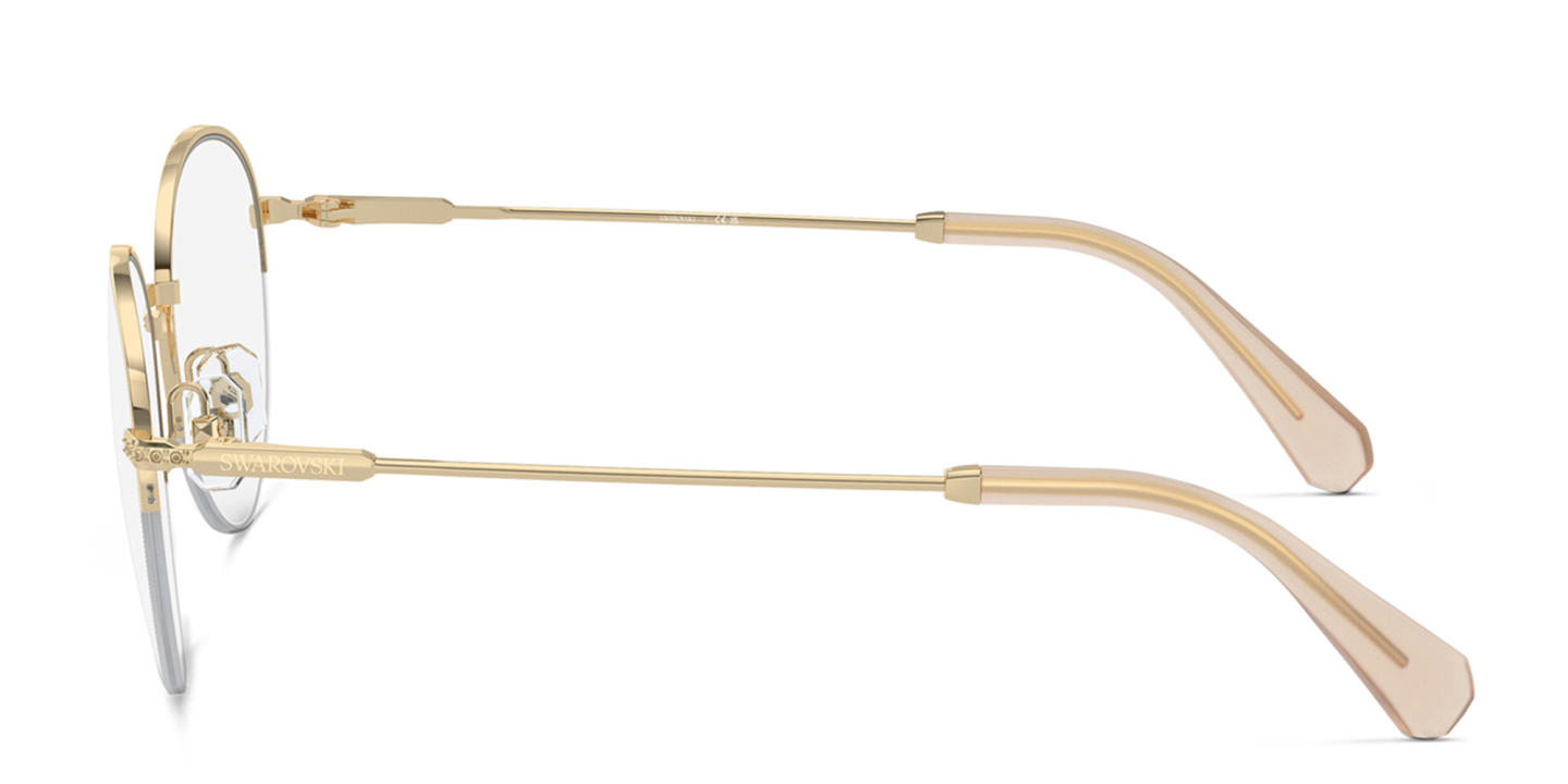 Shop Swarovski Rhinestone-Embellished Half-Rim Panthos Eyeglasses in Gold online.