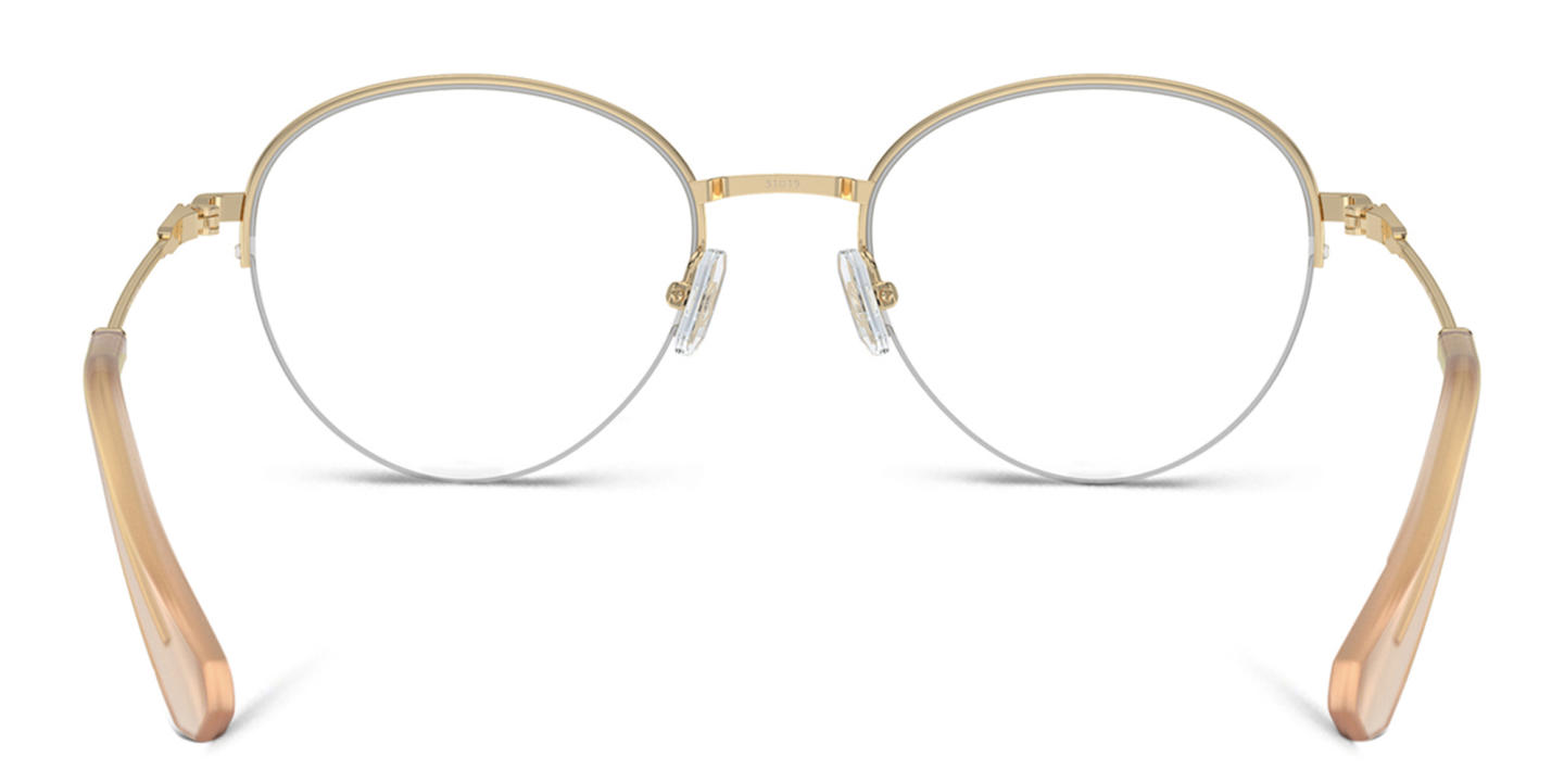 Shop Swarovski Rhinestone-Embellished Half-Rim Panthos Eyeglasses in Gold online.