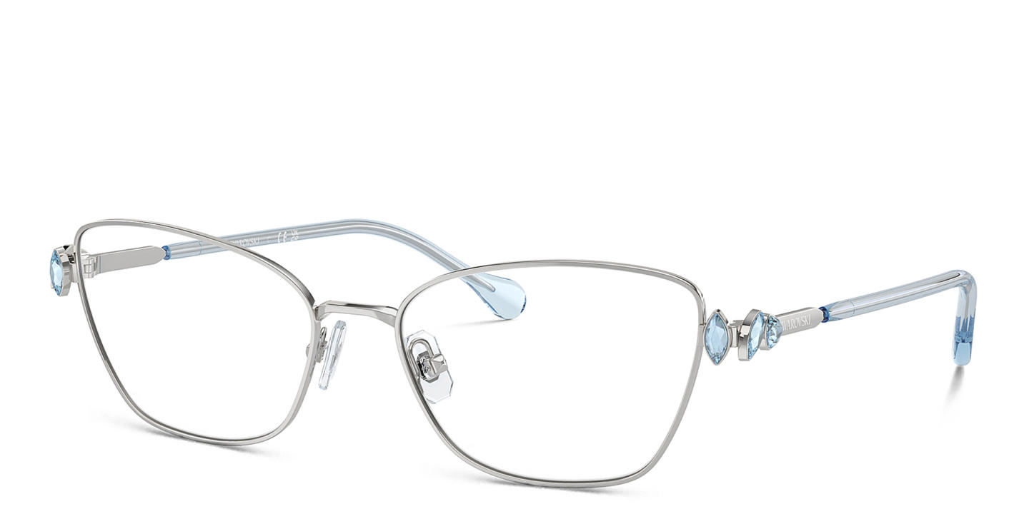 Swarovski Crystal-Embellished Cat-Eye Eyeglasses in Silver – Product Photo 1