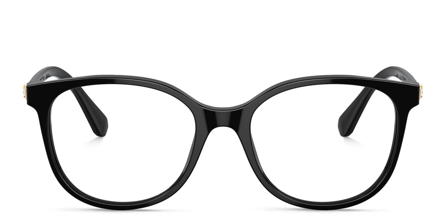 Shop Swarovski Crystal-Embellished Square Eyeglasses in Black online.