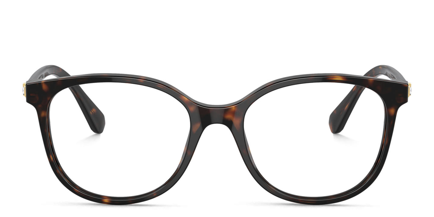 Shop Swarovski Crystal-Embellished Square Eyeglasses in Havana online.