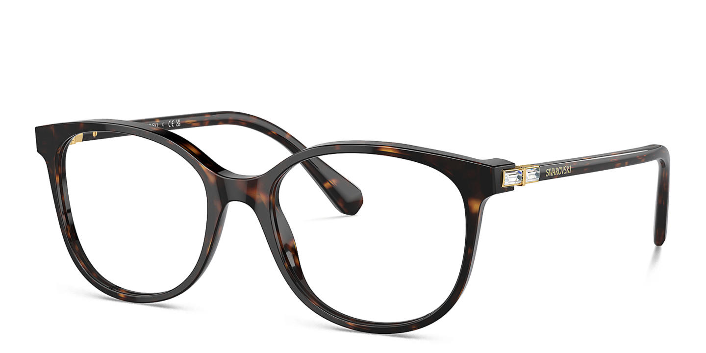 Shop Swarovski Crystal-Embellished Square Eyeglasses in Havana online.