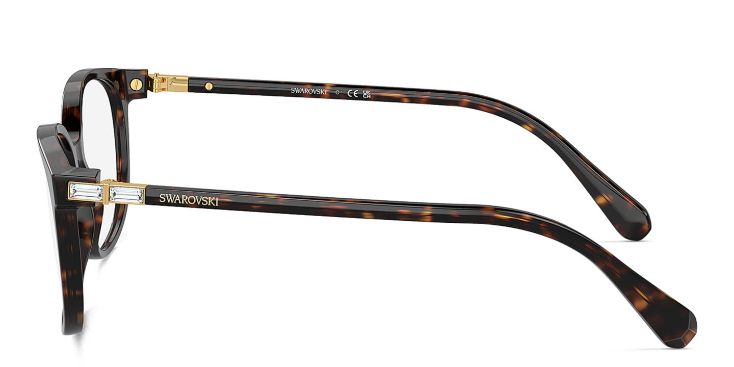 Shop Swarovski Crystal-Embellished Square Eyeglasses in Havana online.