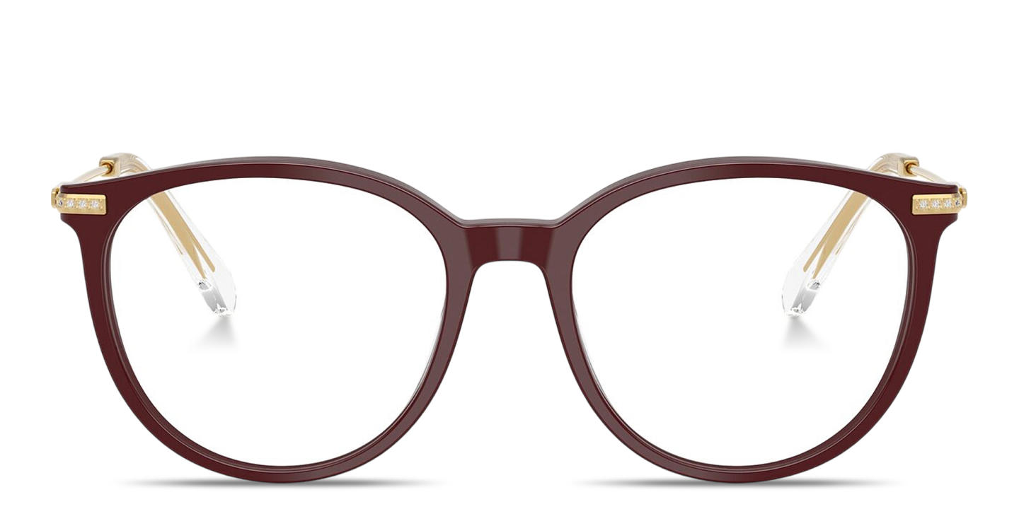 Shop Swarovski Crystal-Embellished Panthos Eyeglasses in Burgundy online.