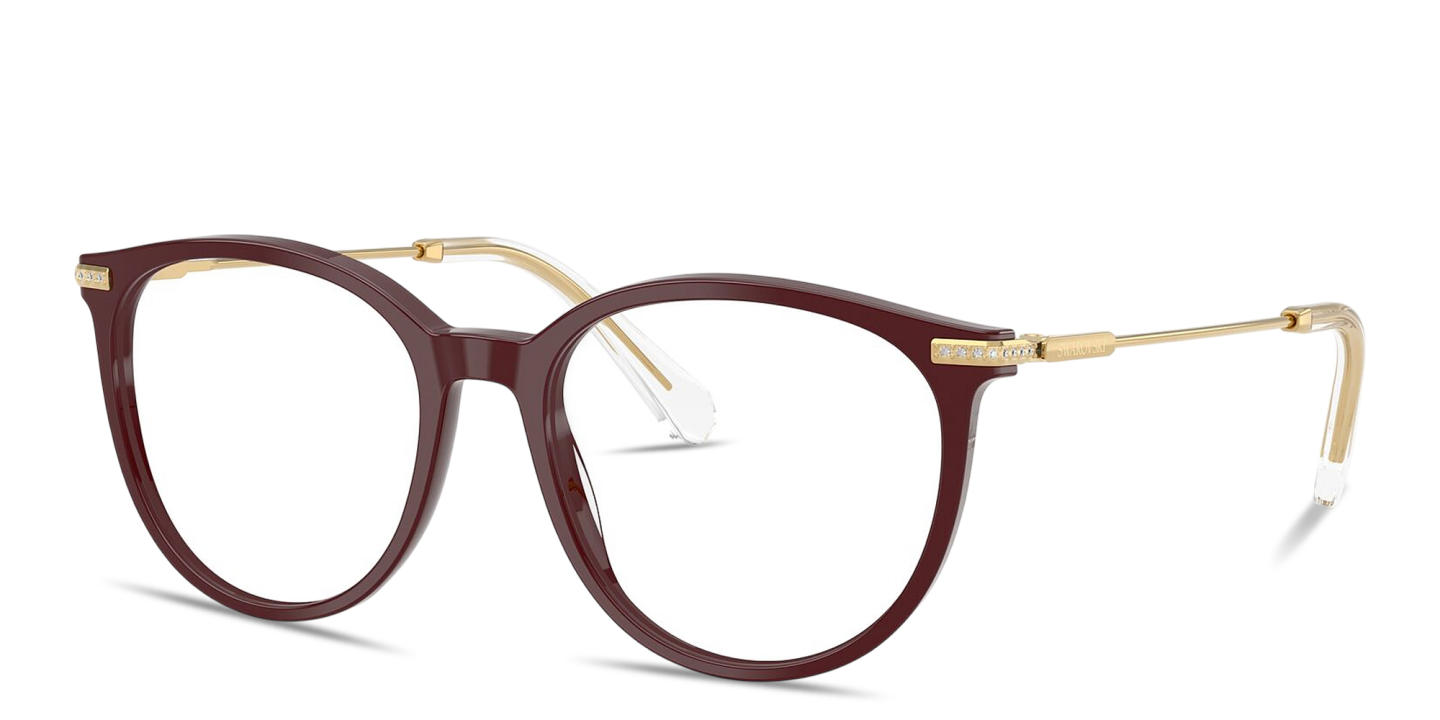 Shop Swarovski Crystal-Embellished Panthos Eyeglasses in Burgundy online.