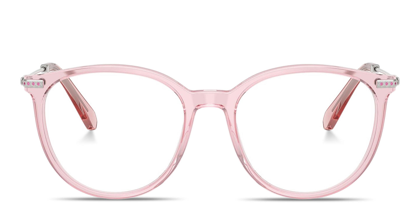 Shop Swarovski Crystal-Embellished Panthos Eyeglasses in Transparent Pink online.