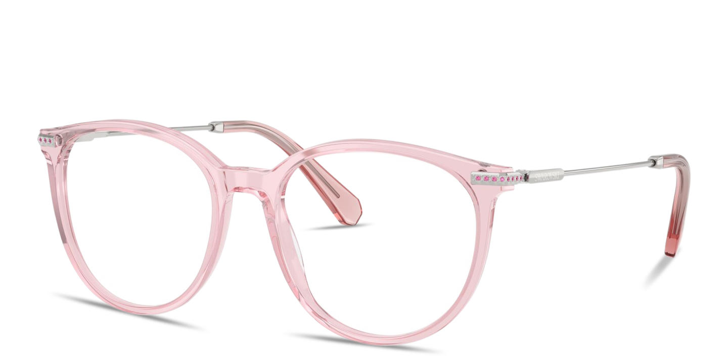 Shop Swarovski Crystal-Embellished Panthos Eyeglasses in Transparent Pink online.
