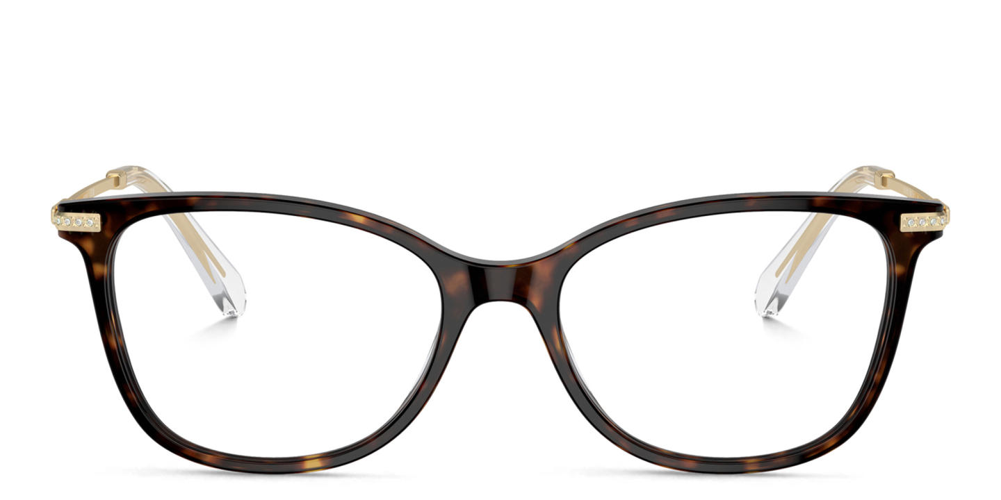 Shop Swarovski Crystal-Embellished Square Eyeglasses in Havana online.