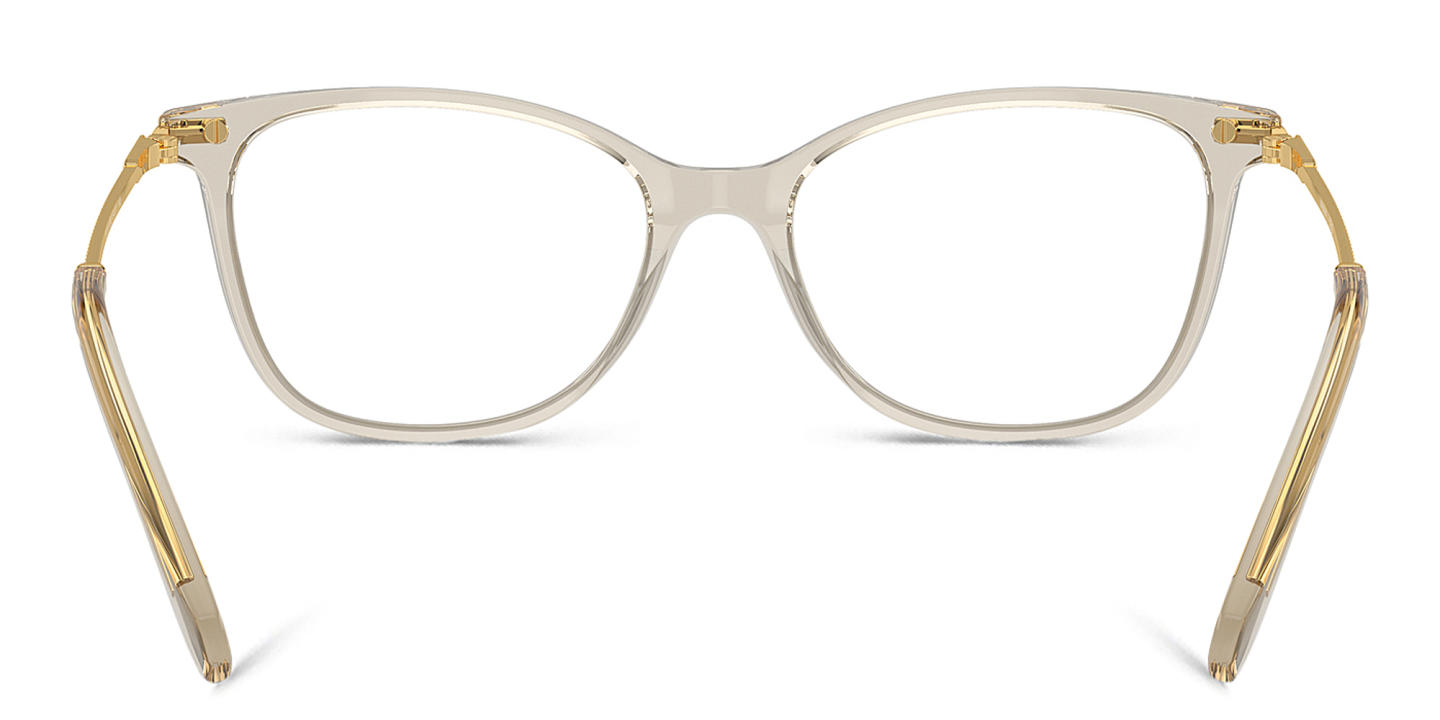 Shop Swarovski Rhinestone-Embellished Square Eyeglasses in Transparent Beige online.