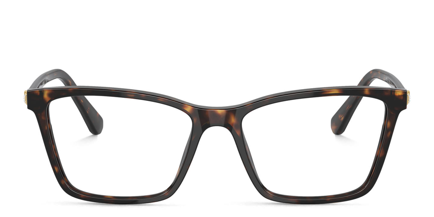 Shop Swarovski Rhinestone-Embellished Rectangle Eyeglasses in Havana online.