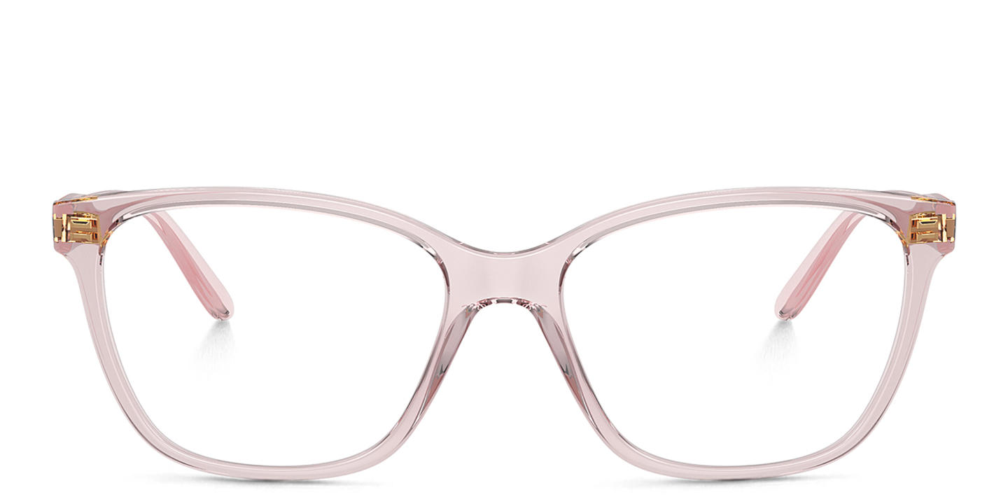 Shop Vogue Eyewear Square Eyeglasses in Transparent Pink online.