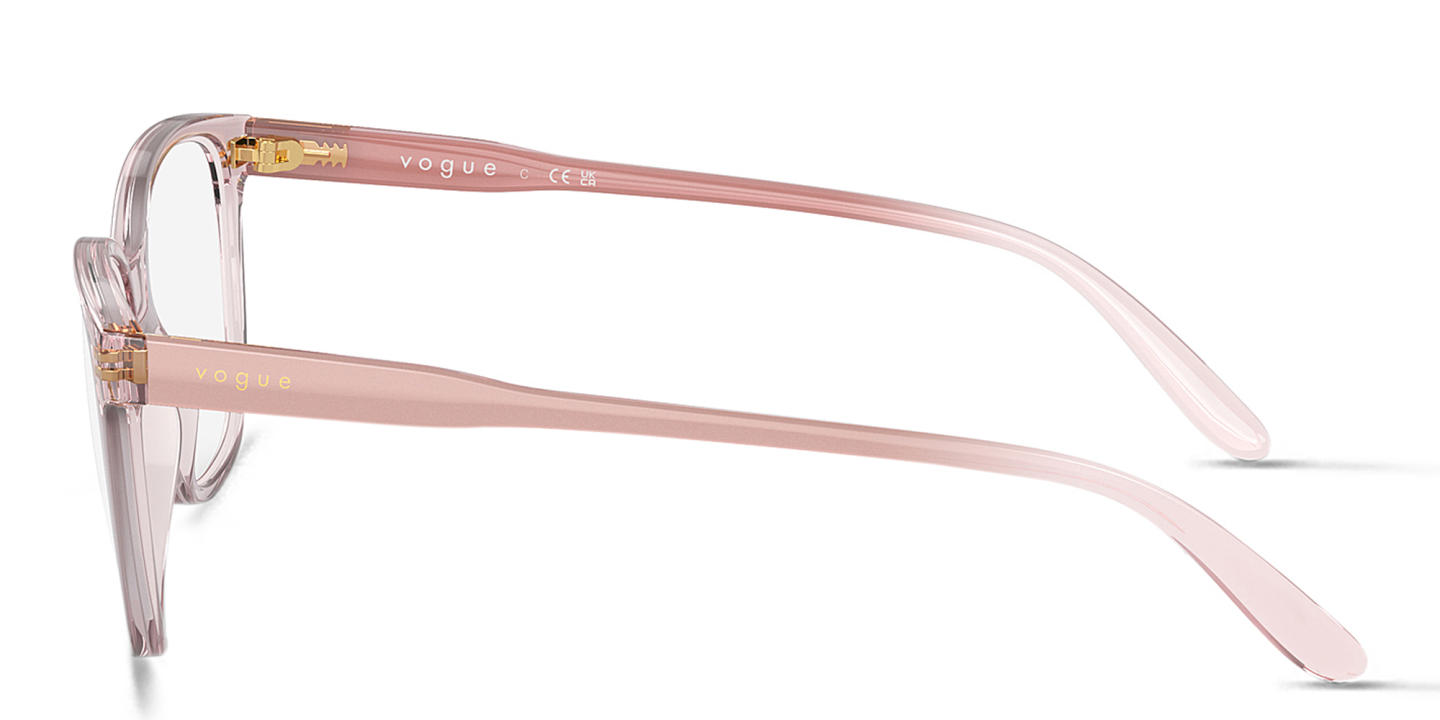 Shop Vogue Eyewear Square Eyeglasses in Transparent Pink online.