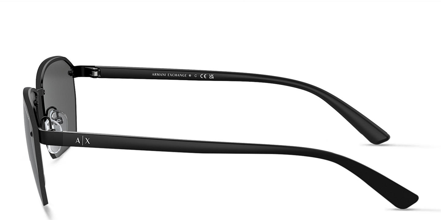 Shop Armani Exchange A|X Logo Half-Rim Irregular Sunglasses in Black online.