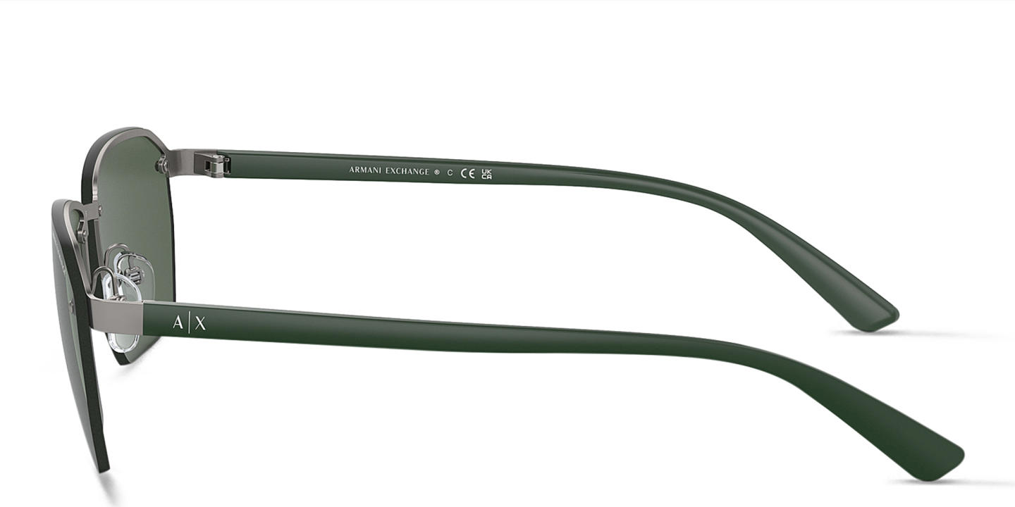 Shop Armani Exchange A|X Logo Half-Rim Irregular Sunglasses in Gunmetal online.