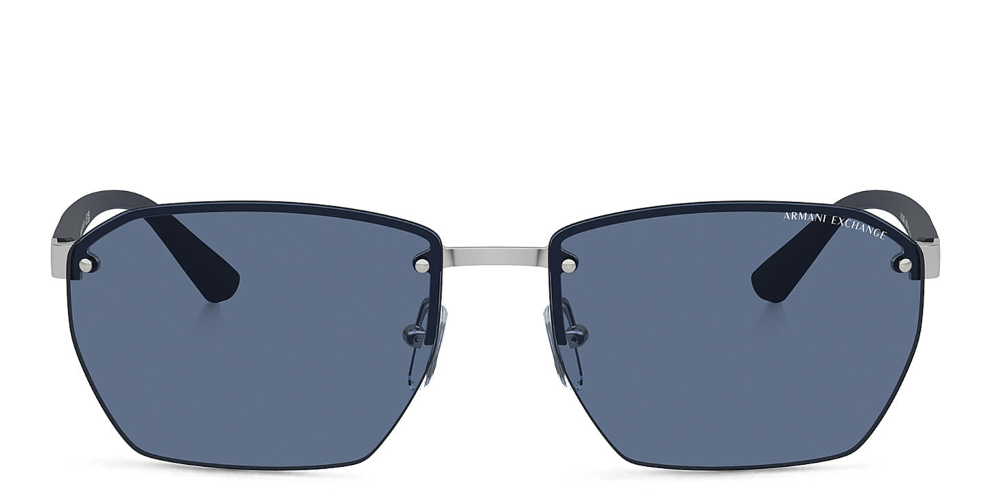 Armani Exchange Half-Rim Irregular Sunglasses in Silver – Product Photo 0