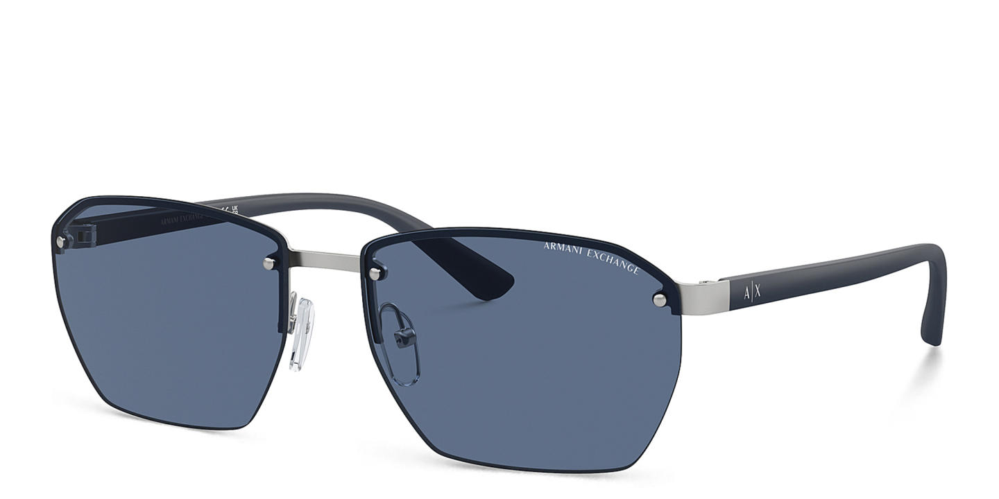 Armani Exchange Half-Rim Irregular Sunglasses in Silver – Product Photo 1