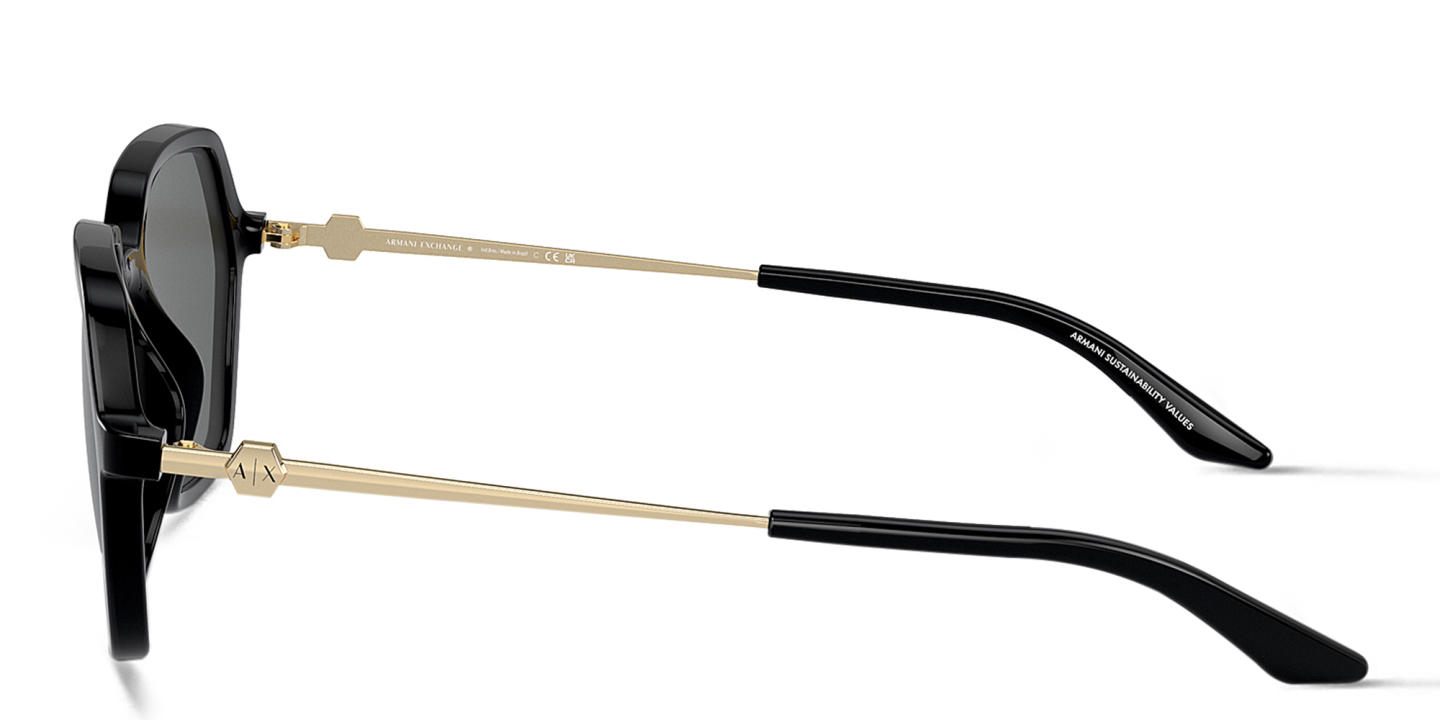 Armani Exchange A|X Logo Irregular Sunglasses in Black – Product Photo 2