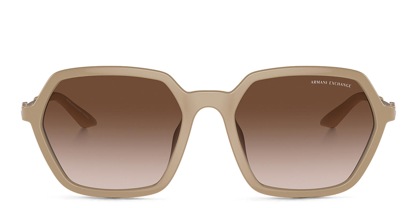 Armani Exchange A|X Logo Irregular Sunglasses in Beige – Product Photo 0