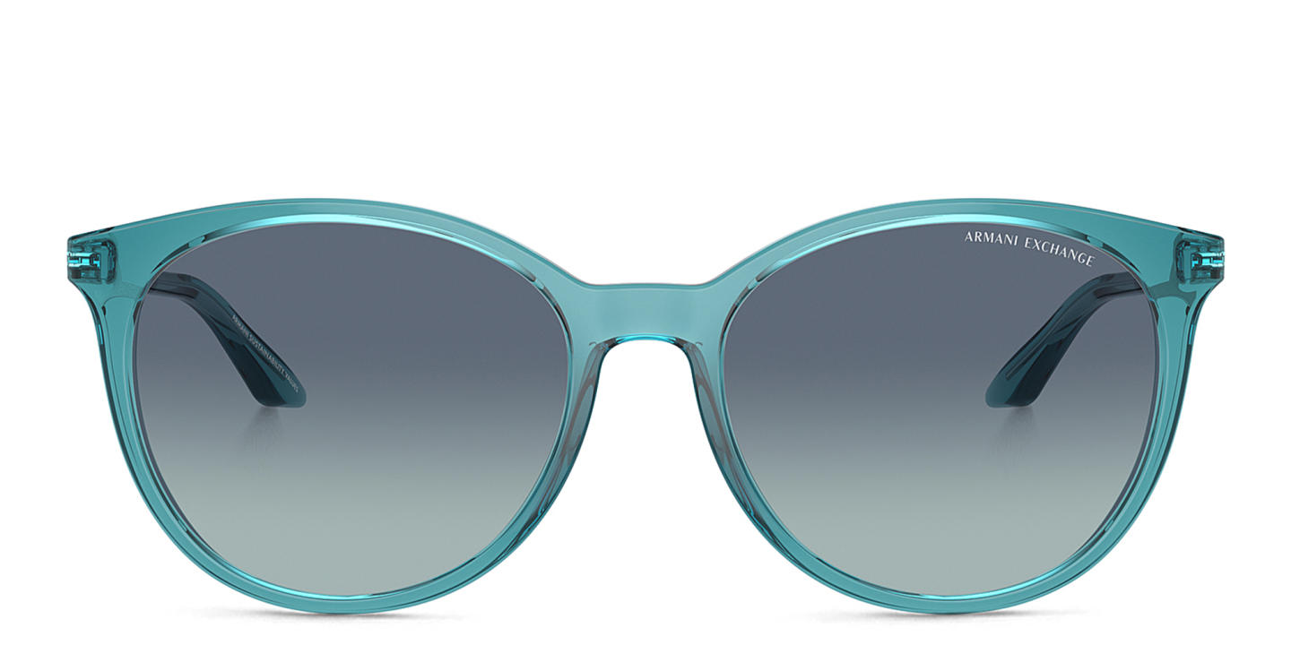 Armani Exchange A|X Logo Cat-Eye Sunglasses in Transparent Blue – Product Photo 0