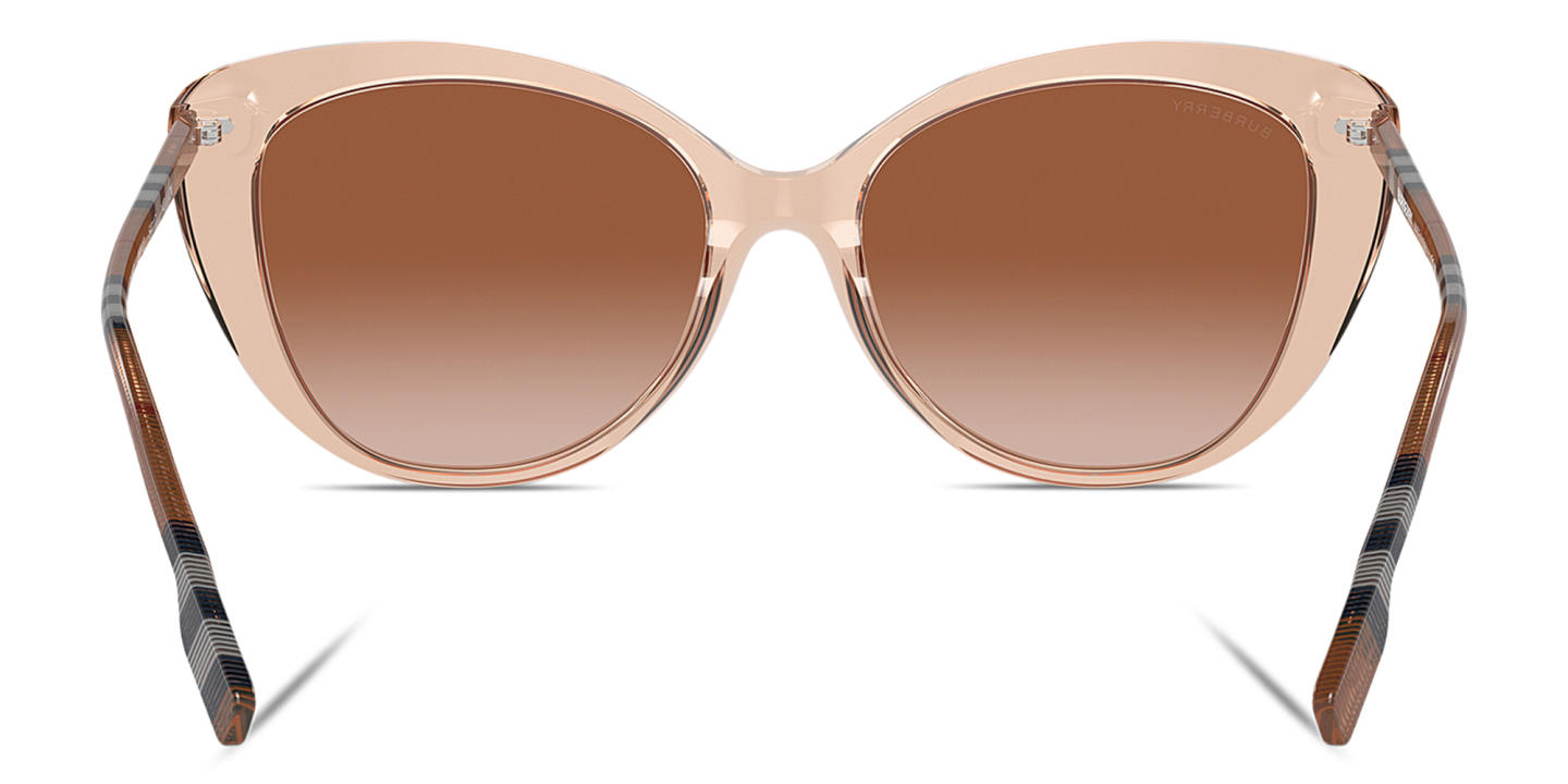 نظارات شمسية طراز كات آي بنقشة العلامة من بربري بلون خوخي شفاف - صورة المنتج 3