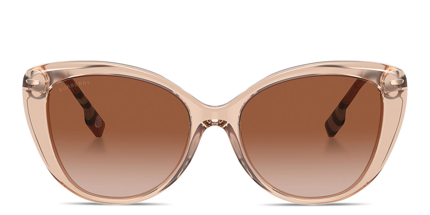 BURBERRY Vintage Check Cat-Eye Sunglasses in Transparent Peach – Product Photo 0