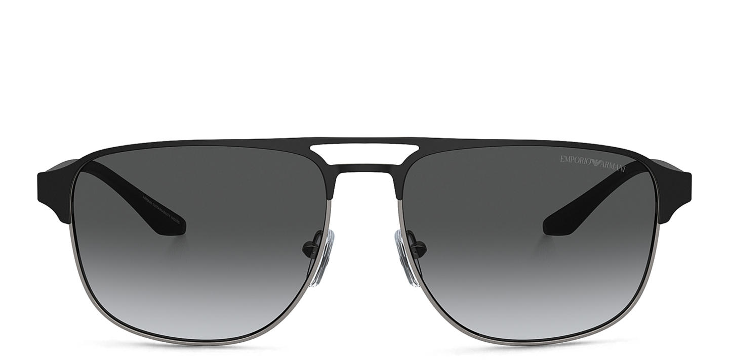 Shop Emporio Armani Pilot Sunglasses in Matte Gunmetal/Black online.