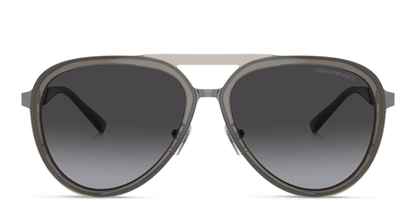 Emporio Armani Pilot Sunglasses in Shiny Transparent Smoke – Product Photo 0