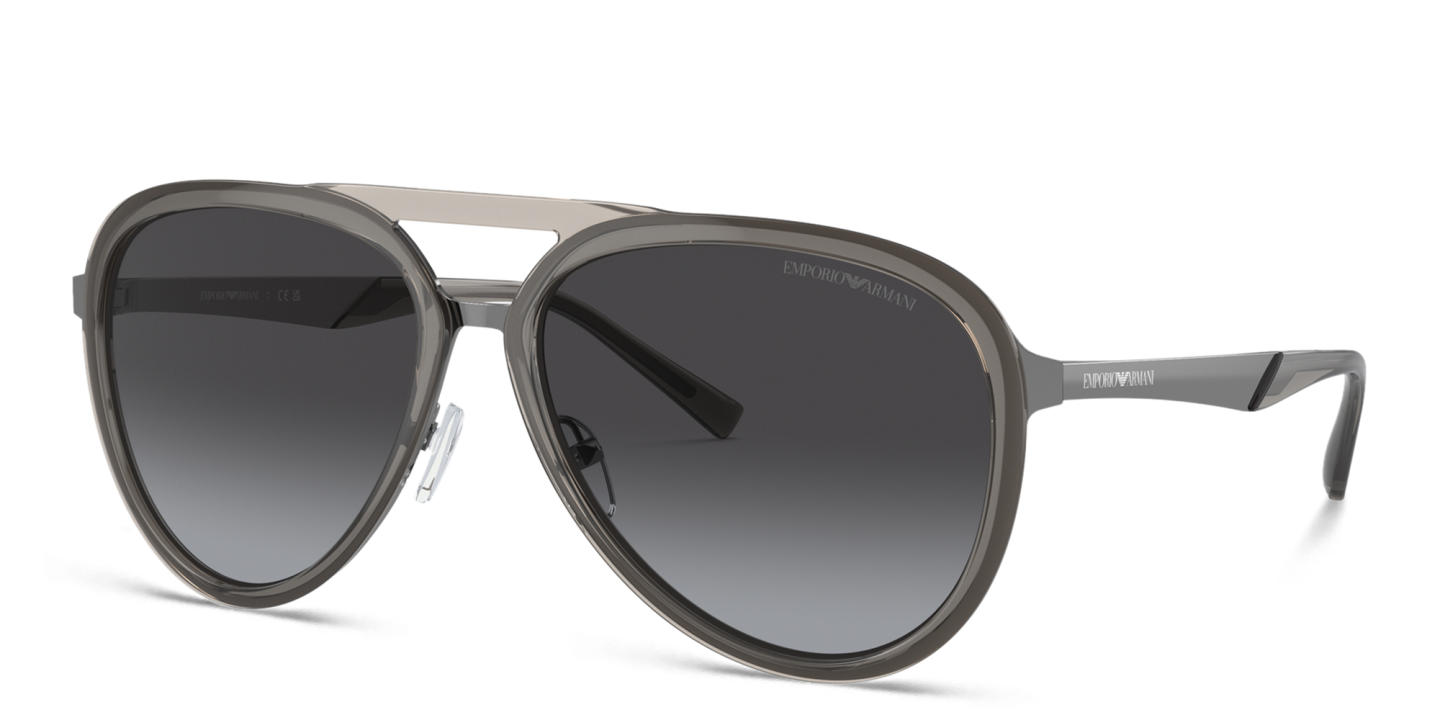 Emporio Armani Pilot Sunglasses in Shiny Transparent Smoke – Product Photo 1